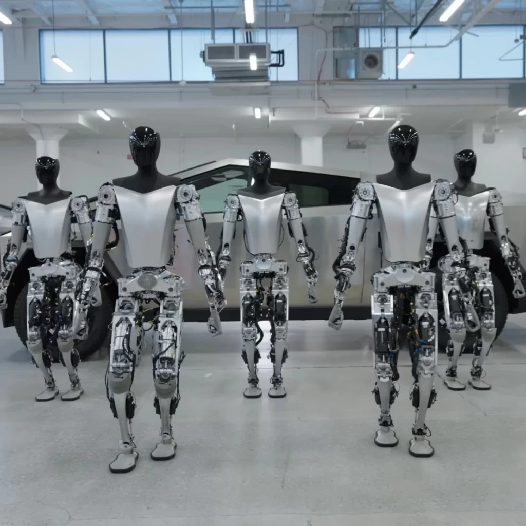 tesla optimus-humanoid robots walking